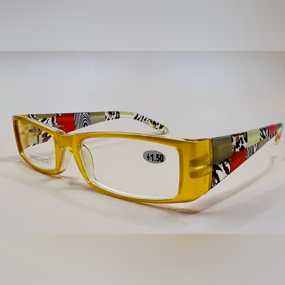 Gold Geometric narrow readers w/spring hinges, stylish arms & Aspheric L…